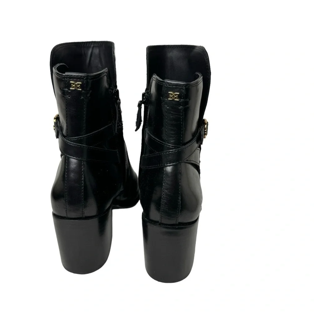 Sam Edelman Simona Block Heel Bootie Black Leather‎ 9.5
